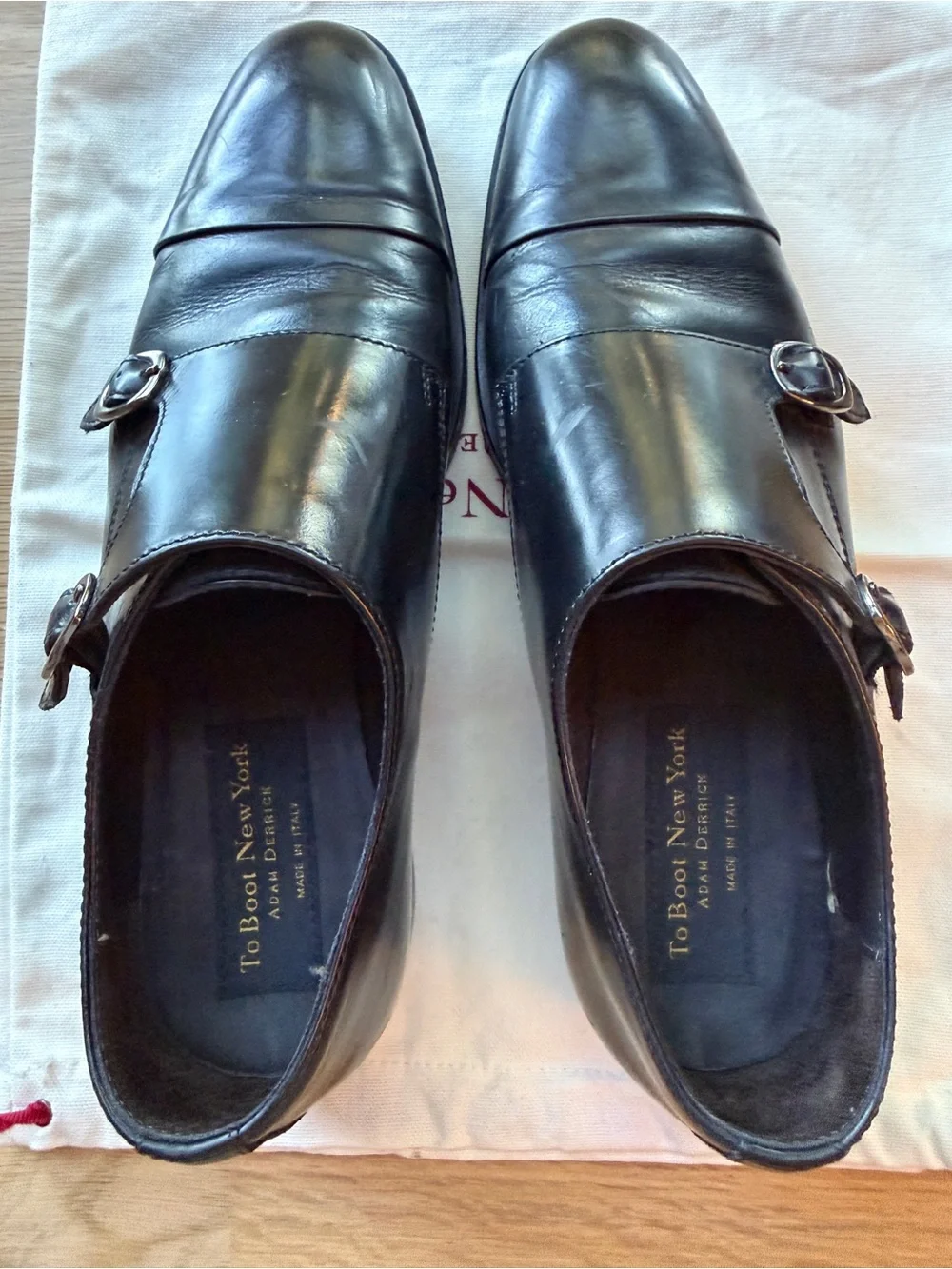 To Boot New York Men’s leather cap toe double monk strap shoes